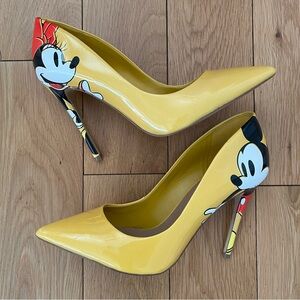 Disney x Aldo Mickey and Minnie Yellow Patent Pointed-Toe Heels